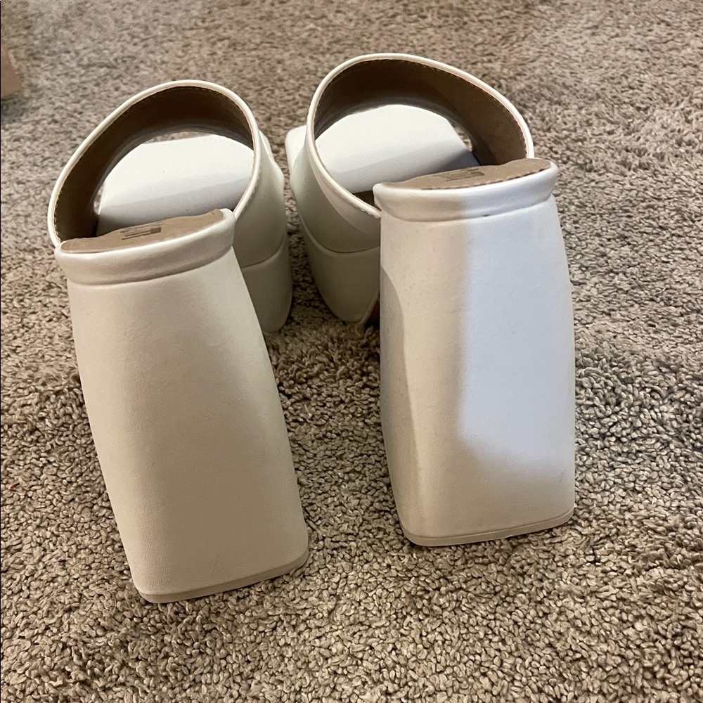 EGO White Square-Toe Platform Mule Heels SZ UK7/US9 - Picture 4 of 5
